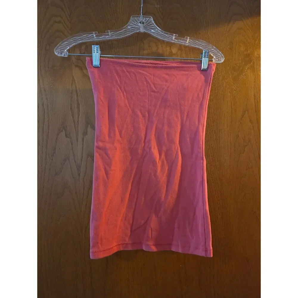 American Eagle Vintage 2000s Pink Tube Top Embroidered Logo Y2K Preppy GUC S - Picture 2 of 6